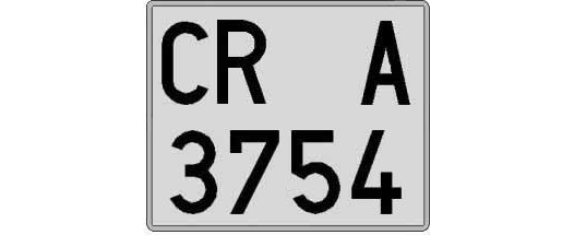 CR3754A matricula cuadrada