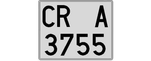 CR3755A matricula cuadrada