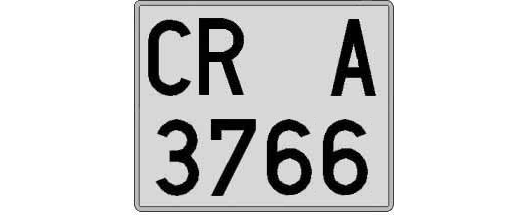 CR3766A matricula cuadrada