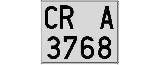CR3768A matricula cuadrada