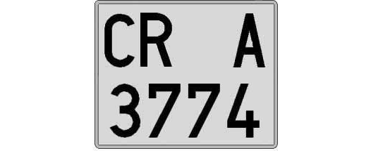 CR3774A matricula cuadrada