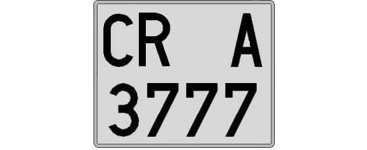 CR3777A matricula cuadrada