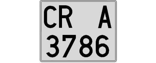 CR3786A matricula cuadrada