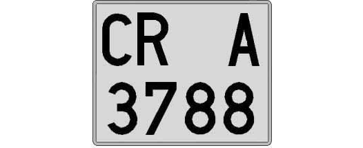 CR3788A matricula cuadrada
