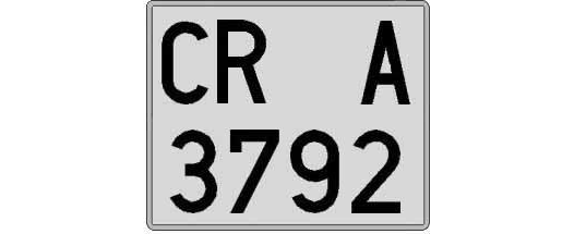 CR3792A matricula cuadrada