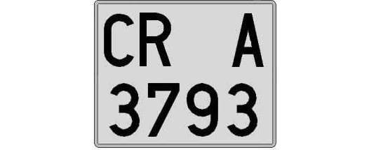 CR3793A matricula cuadrada