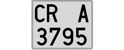 CR3795A matricula cuadrada