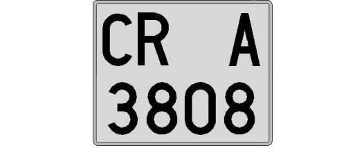 CR3808A matricula cuadrada
