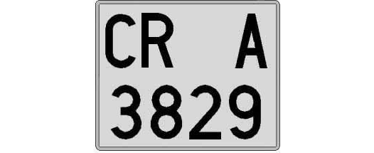 CR3829A matricula cuadrada