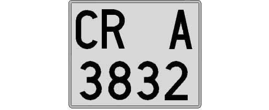 CR3832A matricula cuadrada