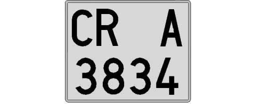 CR3834A matricula cuadrada