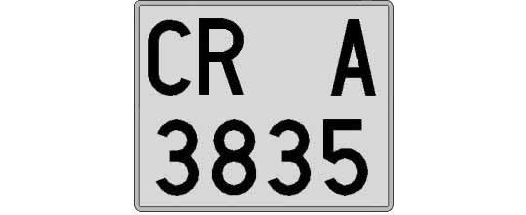 CR3835A matricula cuadrada
