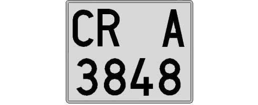 CR3848A matricula cuadrada