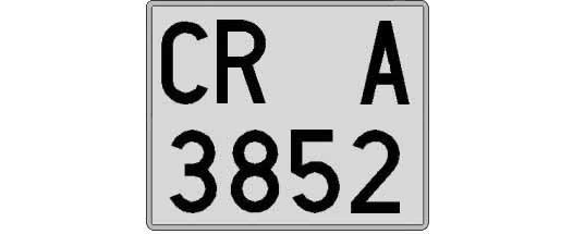 CR3852A matricula cuadrada