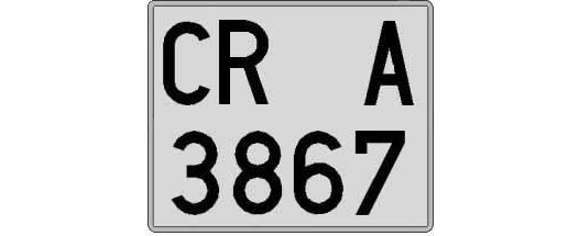 CR3867A matricula cuadrada