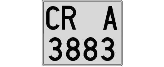 CR3883A matricula cuadrada