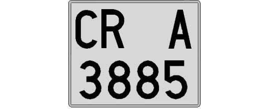 CR3885A matricula cuadrada