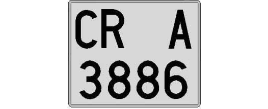 CR3886A matricula cuadrada