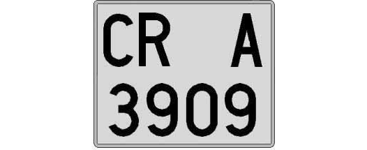 CR3909A matricula cuadrada