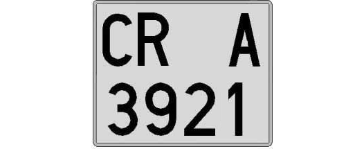 CR3921A matricula cuadrada
