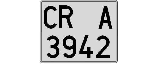 CR3942A matricula cuadrada