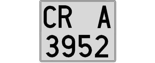 CR3952A matricula cuadrada