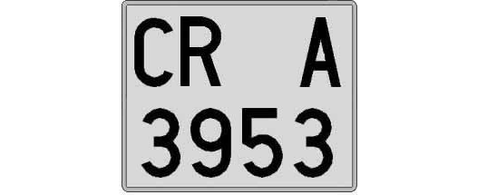 CR3953A matricula cuadrada