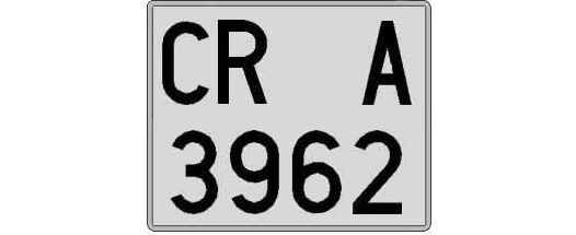 CR3962A matricula cuadrada
