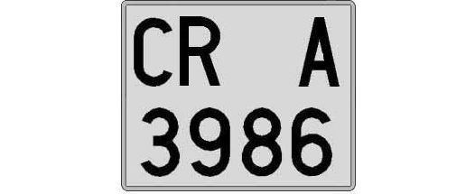 CR3986A matricula cuadrada