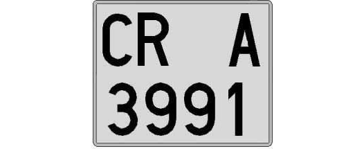 CR3991A matricula cuadrada