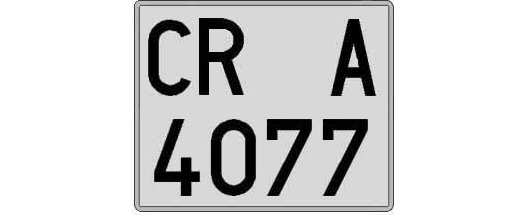 CR4077A matricula cuadrada