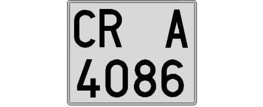 CR4086A matricula cuadrada