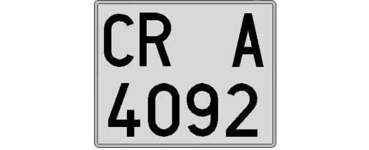 CR4092A matricula cuadrada
