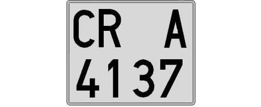 CR4137A matricula cuadrada