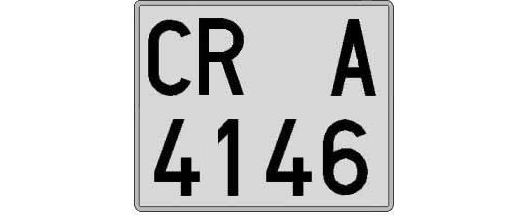 CR4146A matricula cuadrada