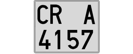 CR4157A matricula cuadrada