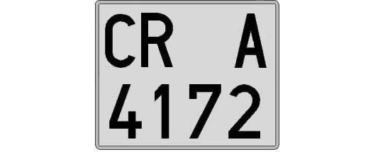 CR4172A matricula cuadrada
