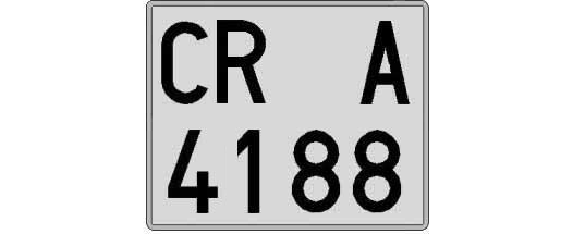 CR4188A matricula cuadrada