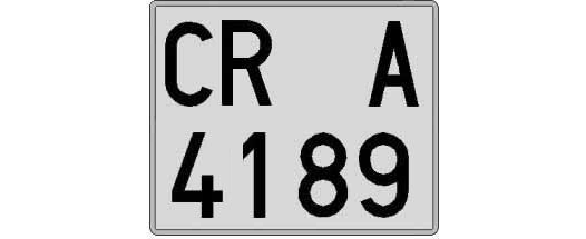 CR4189A matricula cuadrada