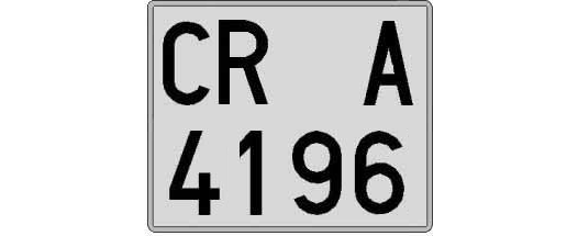 CR4196A matricula cuadrada