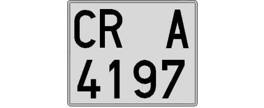 CR4197A matricula cuadrada