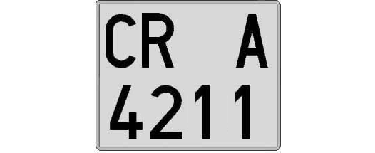 CR4211A matricula cuadrada