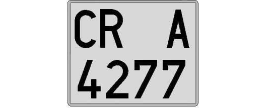 CR4277A matricula cuadrada