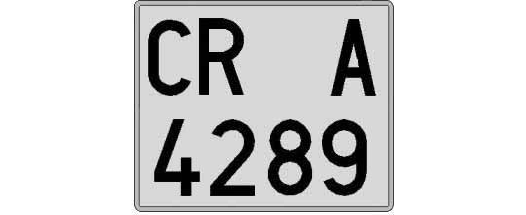 CR4289A matricula cuadrada