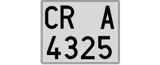 CR4325A matricula cuadrada