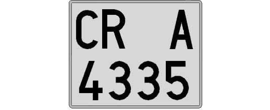 CR4335A matricula cuadrada