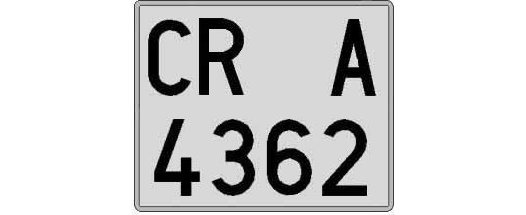CR4362A matricula cuadrada