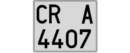 CR4407A matricula cuadrada