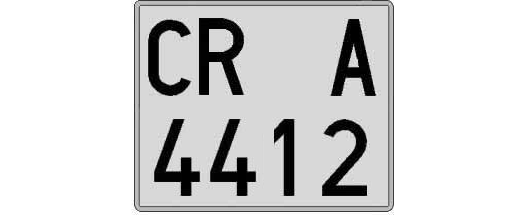 CR4412A matricula cuadrada
