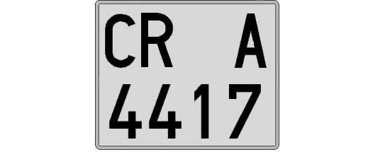 CR4417A matricula cuadrada